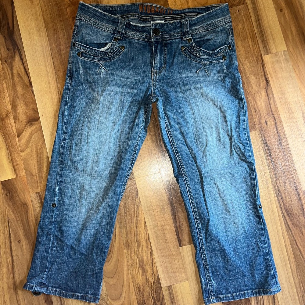 Hydraulic y2k Distressed Jean Denim Convertible Capris Shorts Women's 9/10